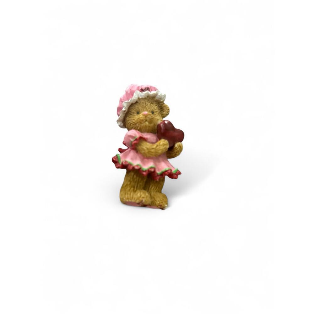 Bear Red Strawberry Brown Valentines Brooch Pin